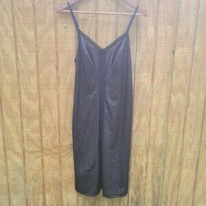 Sears The Doesn't Slip Black Vintage 70s Slip Womens Size 38